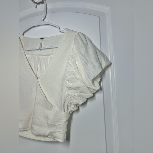 Free People can't get enough wrap top puffed sleeves in poplin size extra small - Picture 8 of 11